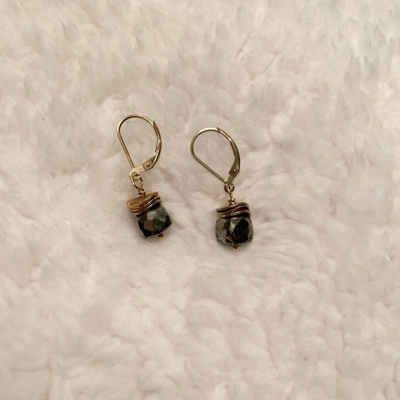 Gold Tone Chrome Rock Dangling Earrings Accessory Layer - Picture 11 of 13